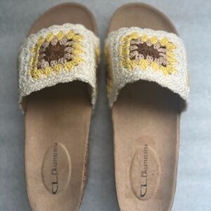 CL by Chinese Laundry "Tacoma" Crochet Sunflower Boho Slide Sandals 9M